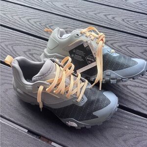 The North Face Gray and Black Trail Shoes with Yellow Laces